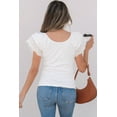 thumbnail image 2 of Women's White Eyelet Ruffle Sleeve Slim Fitted Top - Chic Summer Blouse - [ZhiHiMeRi] | (US 20-22)2XL, 2 of 12