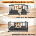 thumbnail image 5 of Homey Pet 43 Inch Metal Wire Dog Whelping Box for Puppies + Stackable Heavy Duty Dog Crate Cage Kennel with Caster, Divider, Floor Grid and Tray for Medium/Small Sized Dogs, 5 of 14