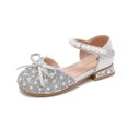 thumbnail image 4 of Piuwrlz Kids Glitter Crystal Sandals Girls Versatile Closed Toe Shoes Lace-Up Dress Flats Silver Size 10 Years, 4 of 9