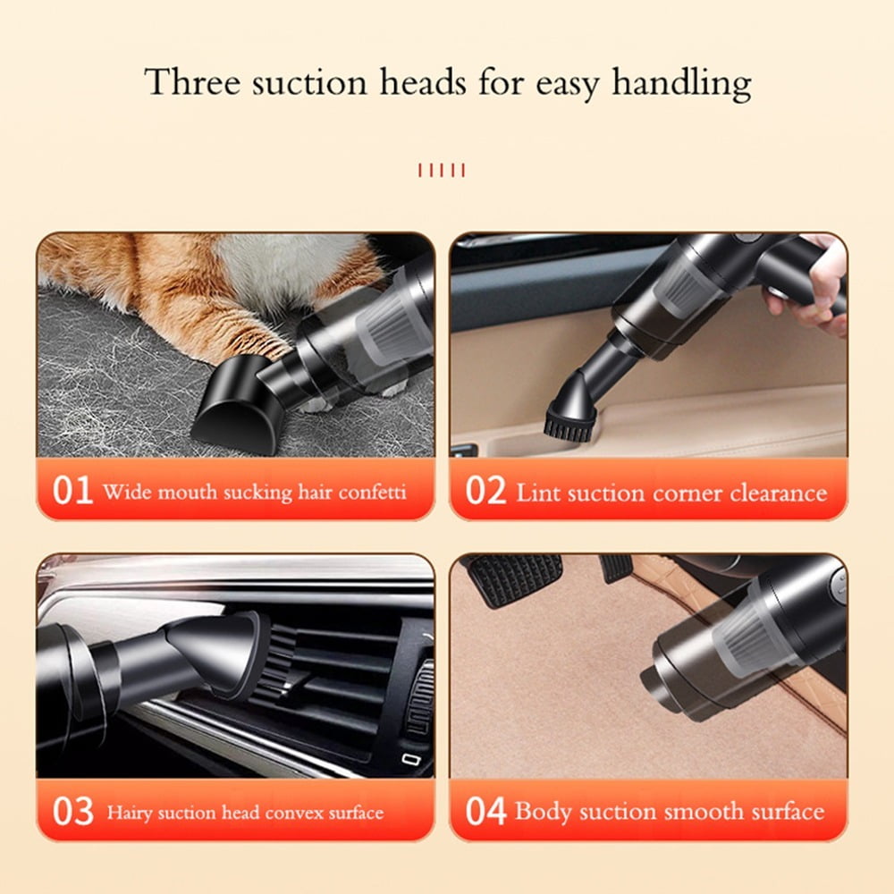 120W Wireless Mini Desktop Vacuum Cleaner, 9000Pa Adjustable Suction HEPA Filter Vacuum with Crevice Tool, Lightweight Cordless Vacuum for Home Office Carpet Hardwood Floor Upholstery - Silver
