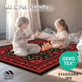 thumbnail image 4 of ODIKA 5'x7' Machine Washable Non-Slip Area Rug, Festive Floral Motif Cushion with Intricate Petal Overlay High Traffic Rug with Pad, Red, 743948, 4 of 8