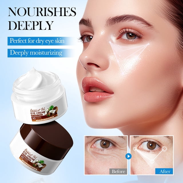 Fiudx Crema de Coco para Ojos, Crema Reafirmante y Reparadora En Aceite de Coco, Bálsamo Hidratante y Nutritivo para Ojos, Suero Iluminador para Ojeras, Uso Diario, Ideal para Piel Sensible, Fórmula