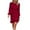 Wine, variant on CharmCyan Long Sleeve Crew Neck Ruched Ruffle Hem Mini Dress for Women Casual Solid Pullover Above Knee Length Dress Black L