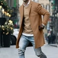 thumbnail image 2 of Miluxas Coats for Men Men's Winter Button Slim Long Sleeve Suit Jacket Trench Coat Top Blouse Khaki XL(XL), 2 of 6