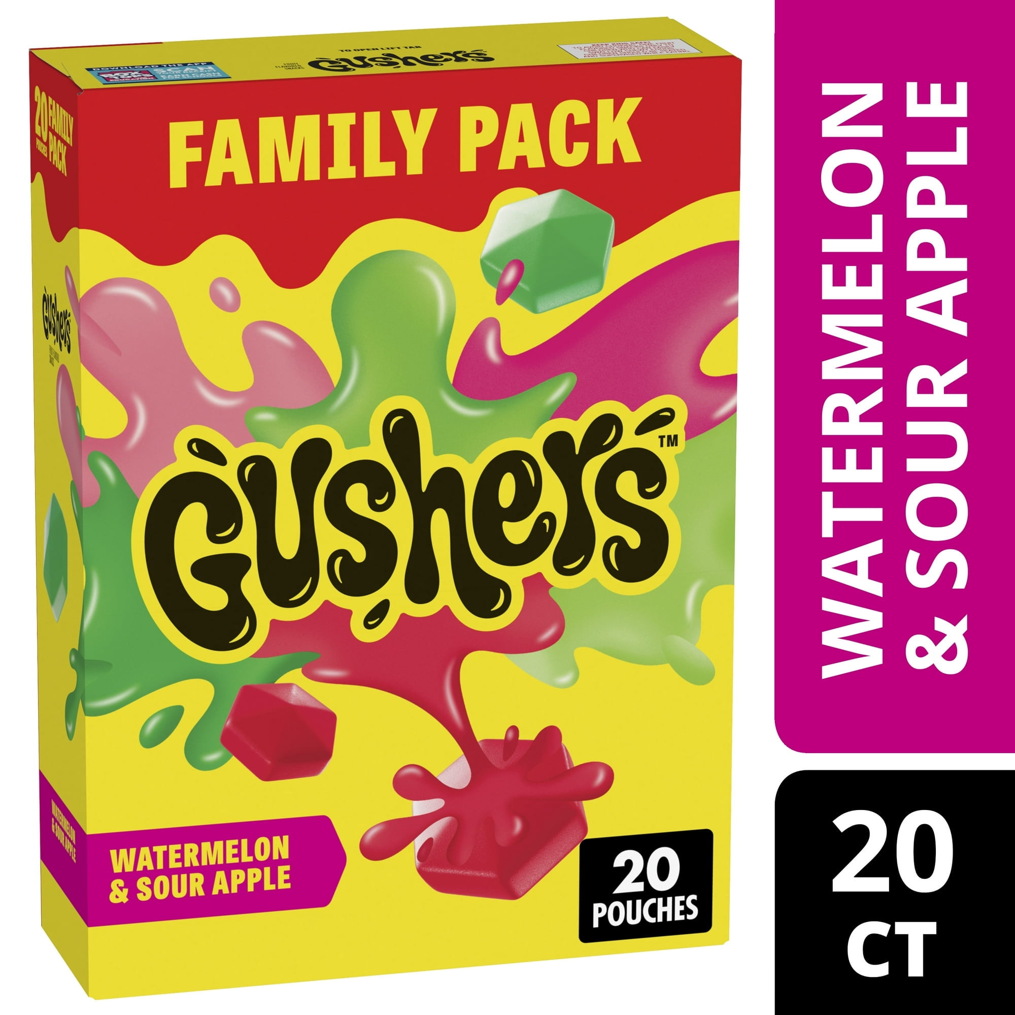 Gushers Fruit Flavored Snacks Halloween Watermelon and Sour Apple 20 Count 16 oz with Olive Green Bowl by ValueNest