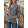 thumbnail image 6 of Asyoly Womens Corduroy Shacket Jackets Button Down Long Sleeve Solid Color Casual Lapel Coat Outwear With Pockets, 6 of 7