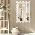 thumbnail image 4 of Wall Mirror Large Wood Framed Wavy Mirror 28"x20" Modern Rectangle Hanging Mirror for Bathroom Bedroom Living Room Hallway Wall Mounted, 4 of 14