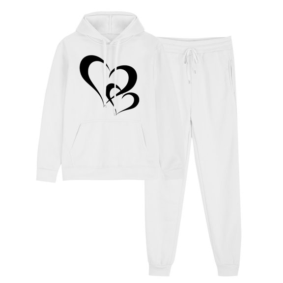 RYDCOT Womens Hoodies Sweatsuit Set Two Piece Long Sleeve Cute Heart Printed Pullover Sweatshirt and Jogger Sweatpants Gym Outfit Set Fall Winter Sale