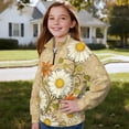 thumbnail image 3 of Uorisanigo Girls Half Zipper Sweatshirts Loose Quarter Zip Pullover Sweatshirts with Long Sleeve Fall Winter Clothes Daisy Flowers Print Half Zip Up Hoodies No Hood for Sports and Daily Wear, 3 of 7