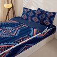 thumbnail image 3 of jejeloiu Southwestern Aztec Zipper Twin Comforter Sets with Fitted Sheet and 2 Pillowcases For Men Women,Boho Pattern Zipper Bedding Set,Navy Pink,Navy Blue Reversible,4-Piece, 3 of 7