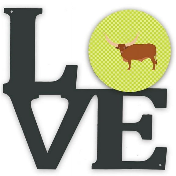 11.5 x 11.75 in. Ankole-Watusu Cow Green Metal Artwork Love Wall Decor