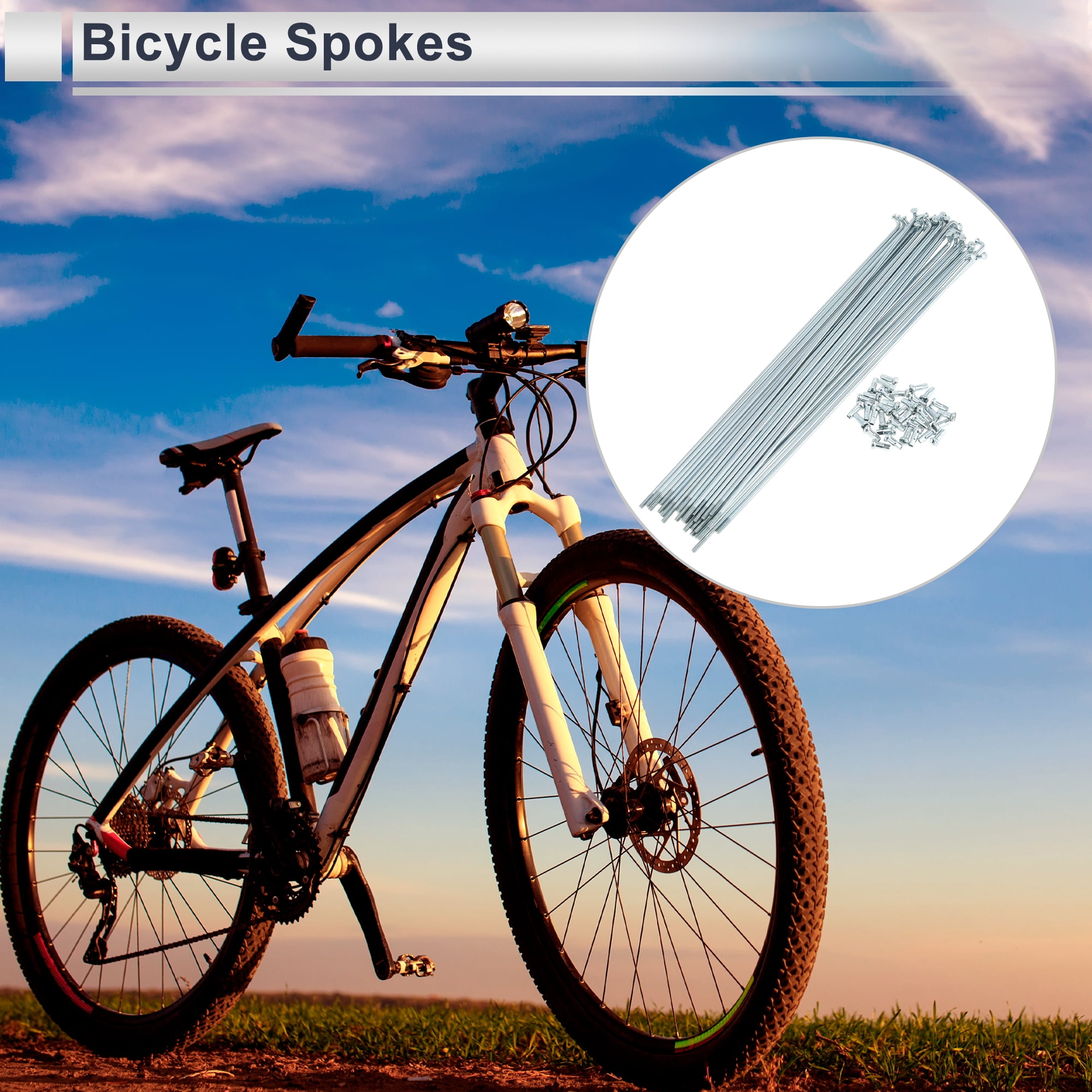 Unique Bargains 36Pcs Universal 12G Bike Wheel Spokes Carbon Steel Galvanized Silver 9.72"