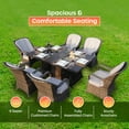 thumbnail image 6 of Direct Wicker 7-Piece Patio Dining Set with Fire Pit Table and Built-In Ice Bucket, 6 Rattan Cushioned Chairs, Weather-Resistant Outdoor Furniture, 6 of 8