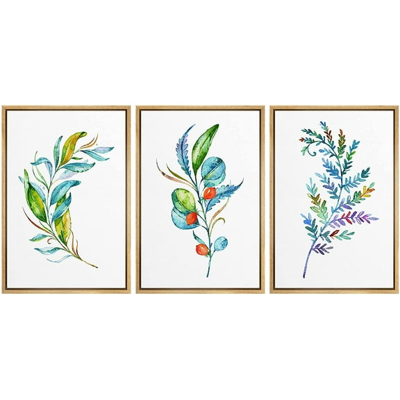 wall26 Framed Wall Art Print Set Multicolor Neon Forest Plant Variety Nature Wilderness Illustrations Modern Art Tropical Scenic Colorful for Living Room, Bedroom, Office - 24"x36"x3 Natura
