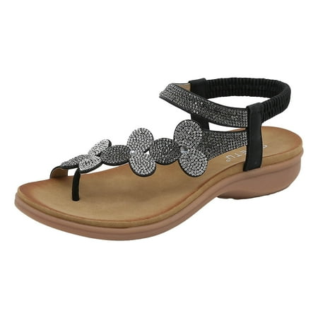 

Bohemian Sandals Rhinestone Flat Comfortable Value Plus Size Beach Shoes