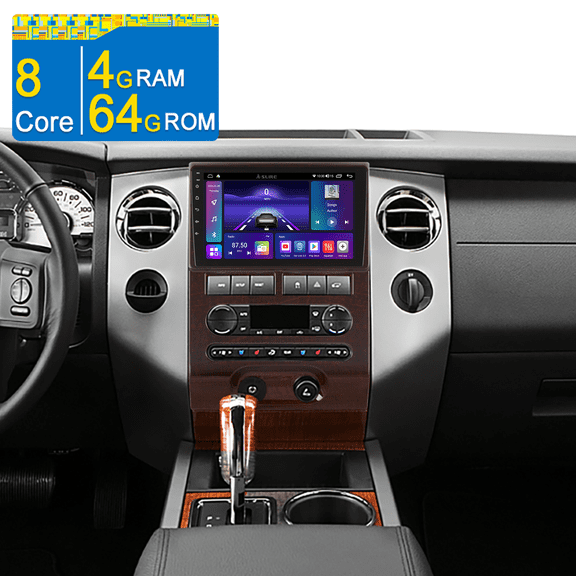 8-Core Android 15 CarPlay Radio 4 64GB Car Stereo for Ford Expedition 2007-2014 (Automatic A/C) with GPS Navi/Wi-Fi/BT 5.0/DSP/1280HD/Backup Camera