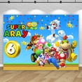 thumbnail image 4 of Fondo de fiesta con texto personalizado, tema de Super Mario Bros, fondo de cumpleaños para niños, pancarta de fotos para baby shower, accesorios de decoración, póster, 4 of 5