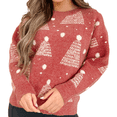 thumbnail image 3 of Women Christmas Sweater Vintage Long Sleeve Crew Neck Knitted Pullover Sweater Winter Jumper Tops, 3 of 5