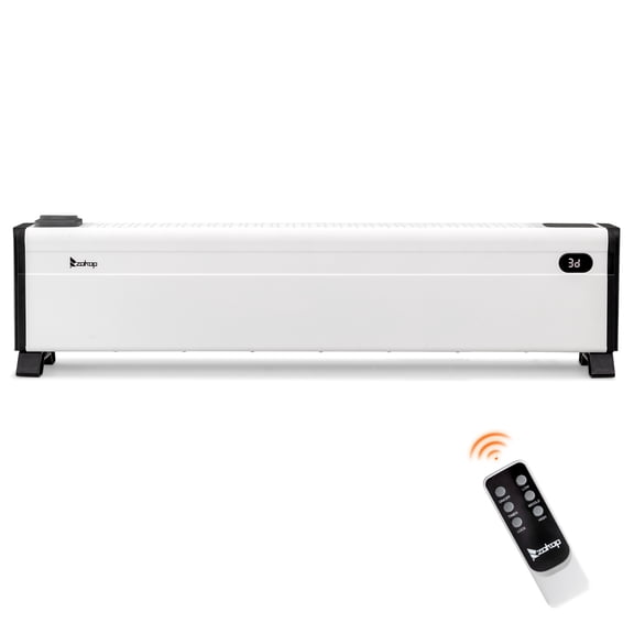 40 Inch Electric Baseboard Heater 1500W, White PTC Space Heater with Built-in Humidifier, Remote Control & 12H Timer for Indoor Bedroom Office