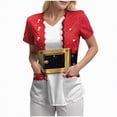 thumbnail image 3 of Towmus Womens Christmas Scrub Tops Funny Print V Neck Short Sleeve Shirts Stretch Anti Wrinkle Nursing Uniform with Pockets, 3 of 7