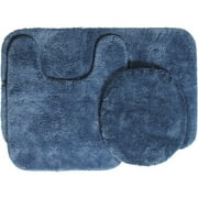 Mainstays Nylon 3 Piece Bath Rug Set, Blue Corduroy