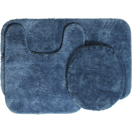 Mainstays Nylon 3 Piece Bath Rug Set, Blue Corduroy