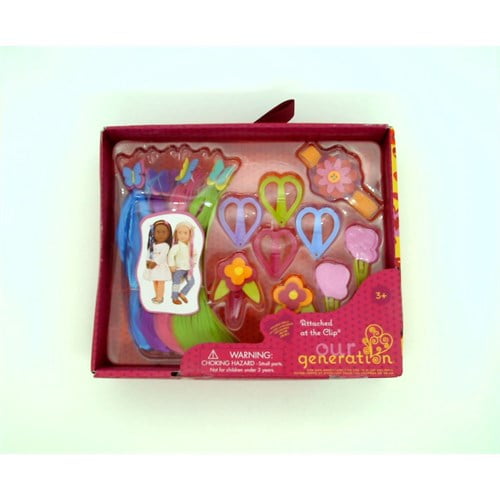 Our Generation Attached at the Clip Hair Play Style Accessory Set for 18" Dolls