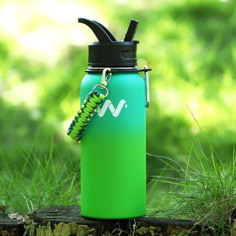 24 oz Insulated Water Bottle With Straw Lid & Spout Lid,Reusable Wide Mouth  Vacuum Stainless Steel Water Bottle 