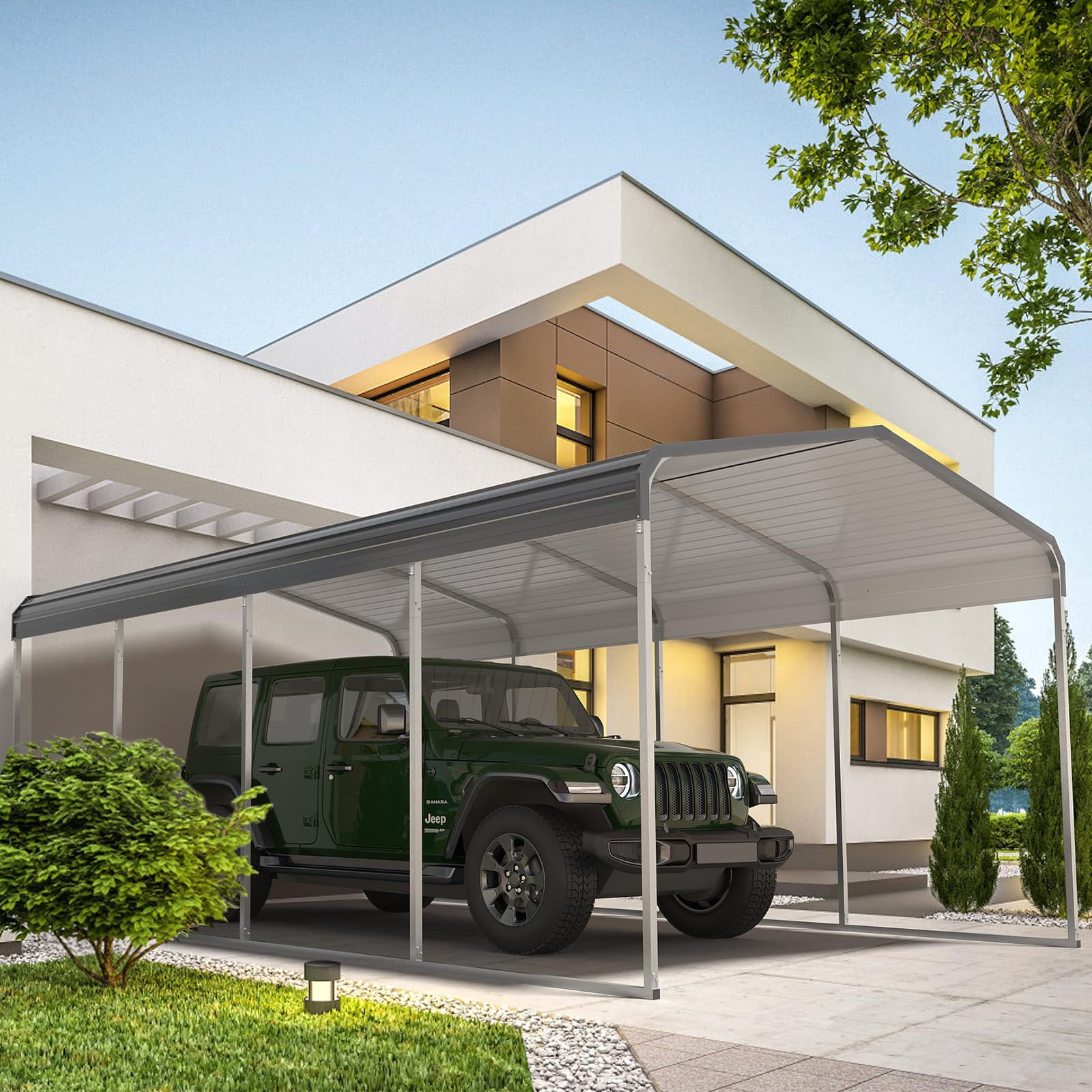 Luku Outdoor Carport, 12’x20' Heavy-Duty Metal Carport,Metal Carport with Galvanized Steel Roof and Frame,Upgraded Extra Large Metal Garage for Pickup, Car, Boatand Tractors,Trucks, and Tractors