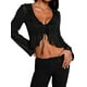 thumbnail image 3 of Txlixc Blusa de mujer, blusa de manga larga con borde de hoja de loto Txlixc moda, 3 of 7