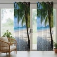 thumbnail image 5 of Outdoor Curtains for Patio Waterproof, Coastal Beach Outdoor Privacy Panels Grommet, Summer Ocean Sea Modern Palm Coconut Tree Blackout Outside Curtains for Porch/Cabana 54"x95", 1 Panel, 5 of 8
