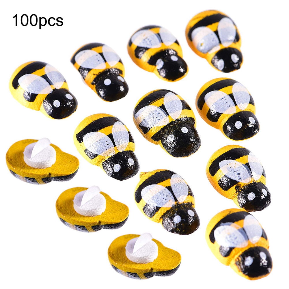 100 Pcs Wooden Adhesive Bee DIY Scrapbooking Craft Decoration;100 Pcs Wooden Adhesive Bee DIY Scrapbooking Craft Decoration