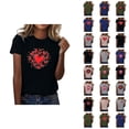 thumbnail image 1 of T-shirts de la Saint-Valentin pour Femmes 2026 Mode Manches Courtes Col Rond Cœur Graphique, 1 of 4