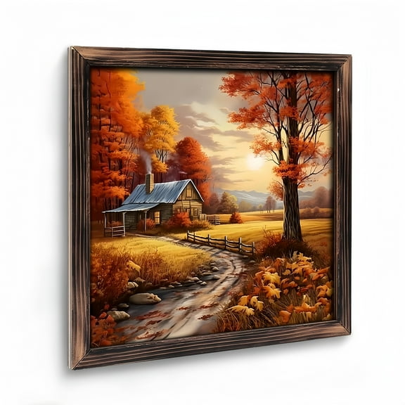 Room Decor Art Prints:  Autumn Landscape Wooden Art Prints  Home Wall Decor.for Living Room, Kitchen, Bedroom and Office.for Gift Home Wall Decor. Vintage  08×08inch(20×20cm)