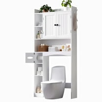 Asofer 66 Over The Toilet Storage Cabinet with Adjustable Shelf & Door - Ideal for Bathroom & Laundry Room white
