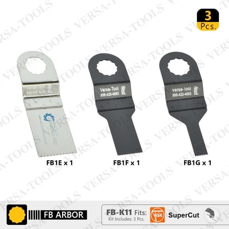 Versa Tool FB-K11 3 PC Stainless Steel Multi-Tool Saw Blades Set for Fein Supercut Oscillating Tools (FB1E 1F 1G) 1 each