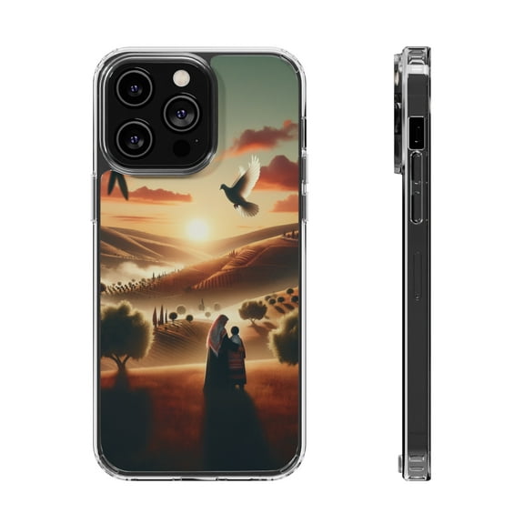 DistinctInk Hybrid (Acrylic / TPU) Clear Slim Fit Case for Apple iPhone 12 Pro (6.1" Screen) - "Harmonious Serenity: A Symbol of Peace for Palestinians"