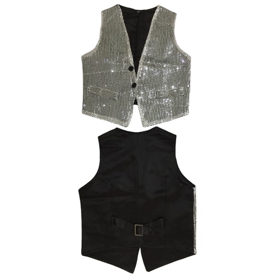 EnJoCho Boys Girls Sequin Jacket Shirts Sleeveless Hi𝗉-ho𝗉 Jazz Street Dance Stage Performance Sparkly Vest Tops