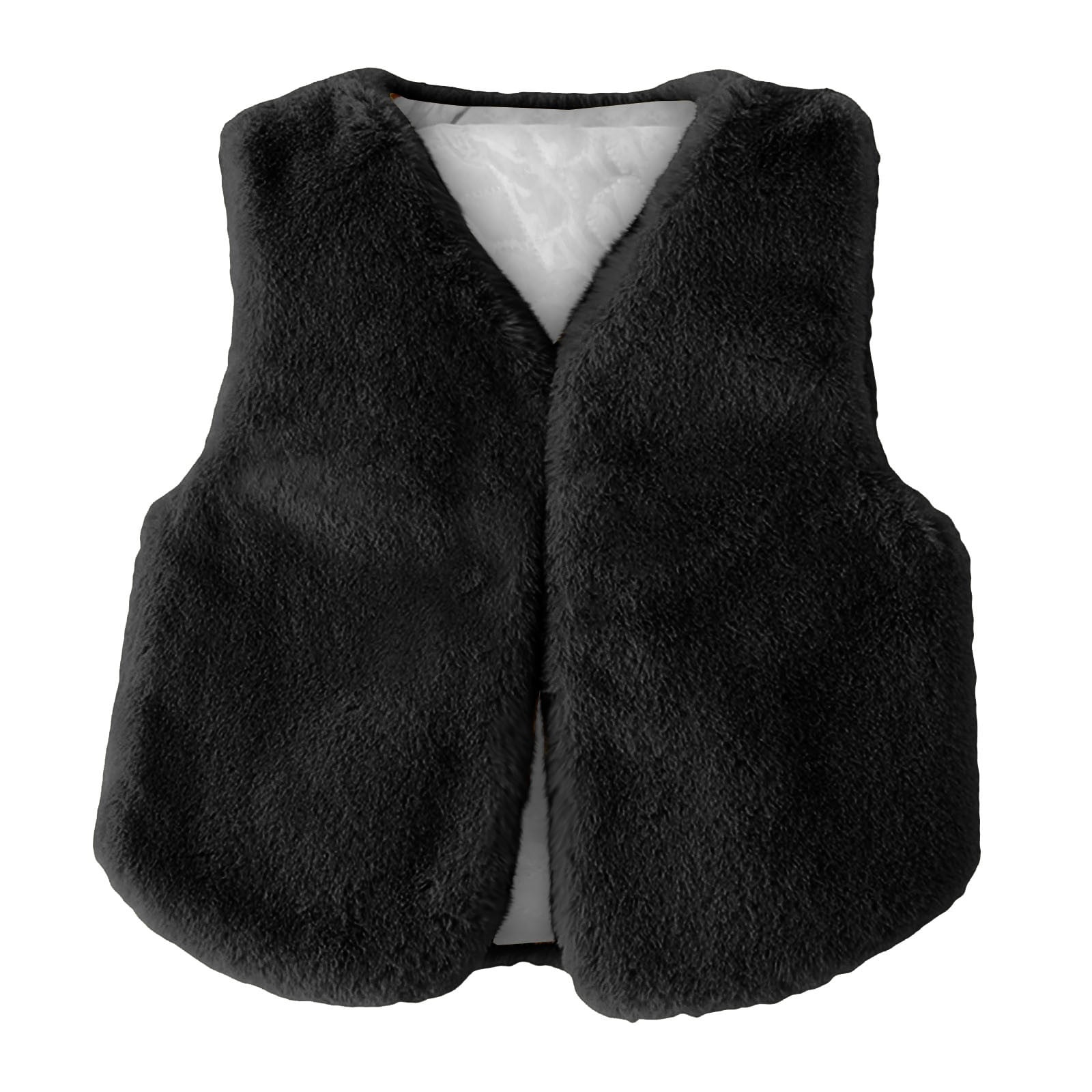 TIREOW Kids Faux Fur Vest Girls and Boys Solid Color Sleeveless V Neck Fuzzy Jacket Autumn and Winter Warm Cropped Coats Waistcoat Vest
