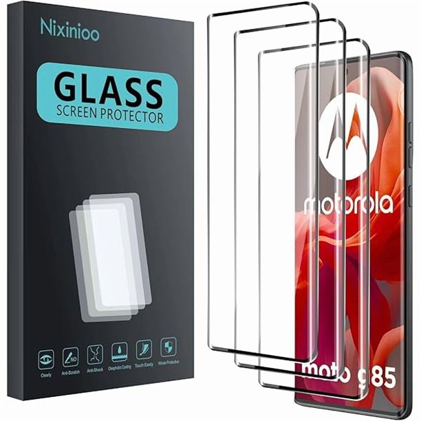 wonima11 3 Pack Tempered Glass Screen Protector for Motorola Moto G85/Moto Edge 50 Fusion, Anti-Fingerprint, 9H Hardness, Scratch Resistant, 3D Curved Tempered Glass Film, HD Clear