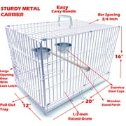 Pet Products Foldable Parrot Bird Travel Vet Carrier Metal Cage Prevent Beaks Out