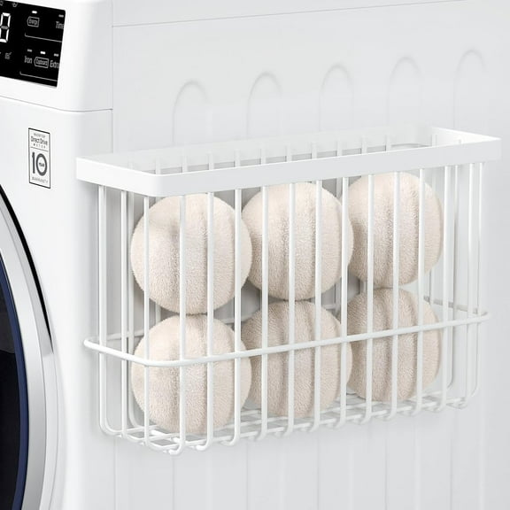 Magnetic Dryer Ball Holder for Laundry Room Organization and Storage, Magnetic Lint Bin for Laundry Room, Iron Dryer Ball Container for Laundry Room Storage (No Balls)