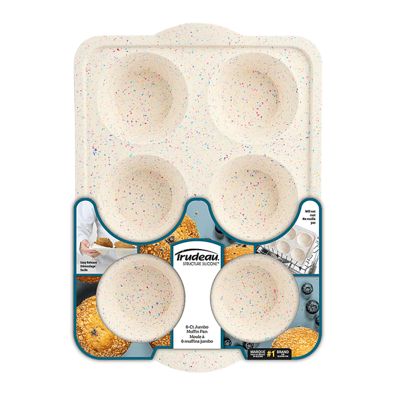 Trudeau Jumbo Structured Silicone Muffin Pan 6ct – For Muffins, Cupcakes, Individual Pies, Rice Krispies Treats, Egg Bites, Mac & Cheese Cups, Gratin Cups, Tartlets & Spinach Puffs