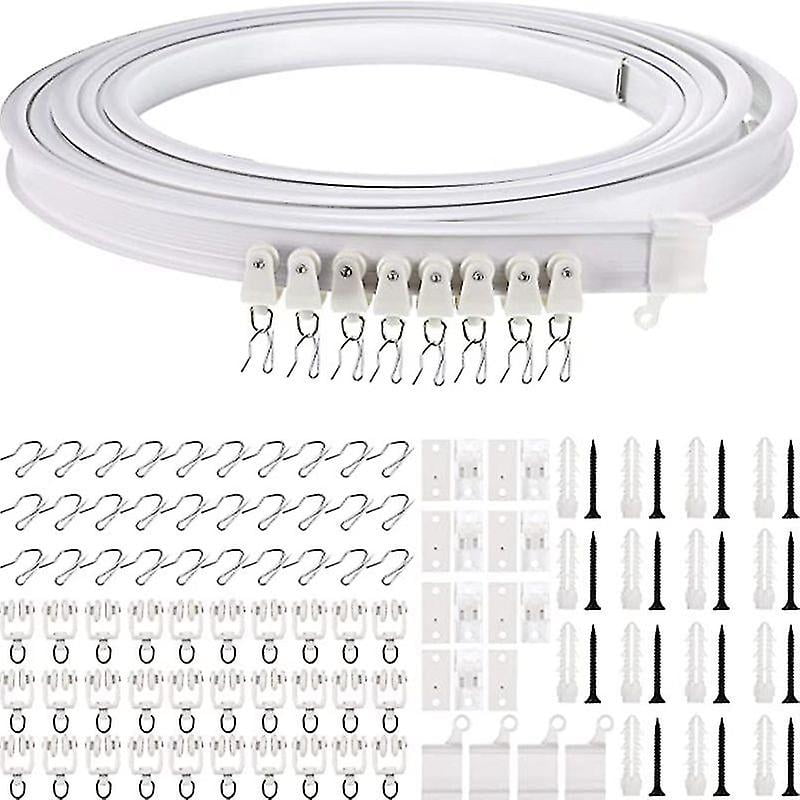 MWDSUP Flexible Ceiling Curtain Track – 26.3ft Bendable Track For Bay Windows, RV, Room Dividers (White)