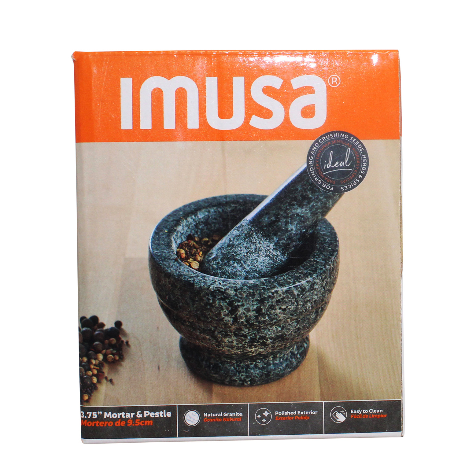 Imusa 3.75 inch Mini Polished Granite Mortar and Pestle for Grinding and Crushing, Gray (3.7" x 3.7" x 2.8") - image 3 of 11