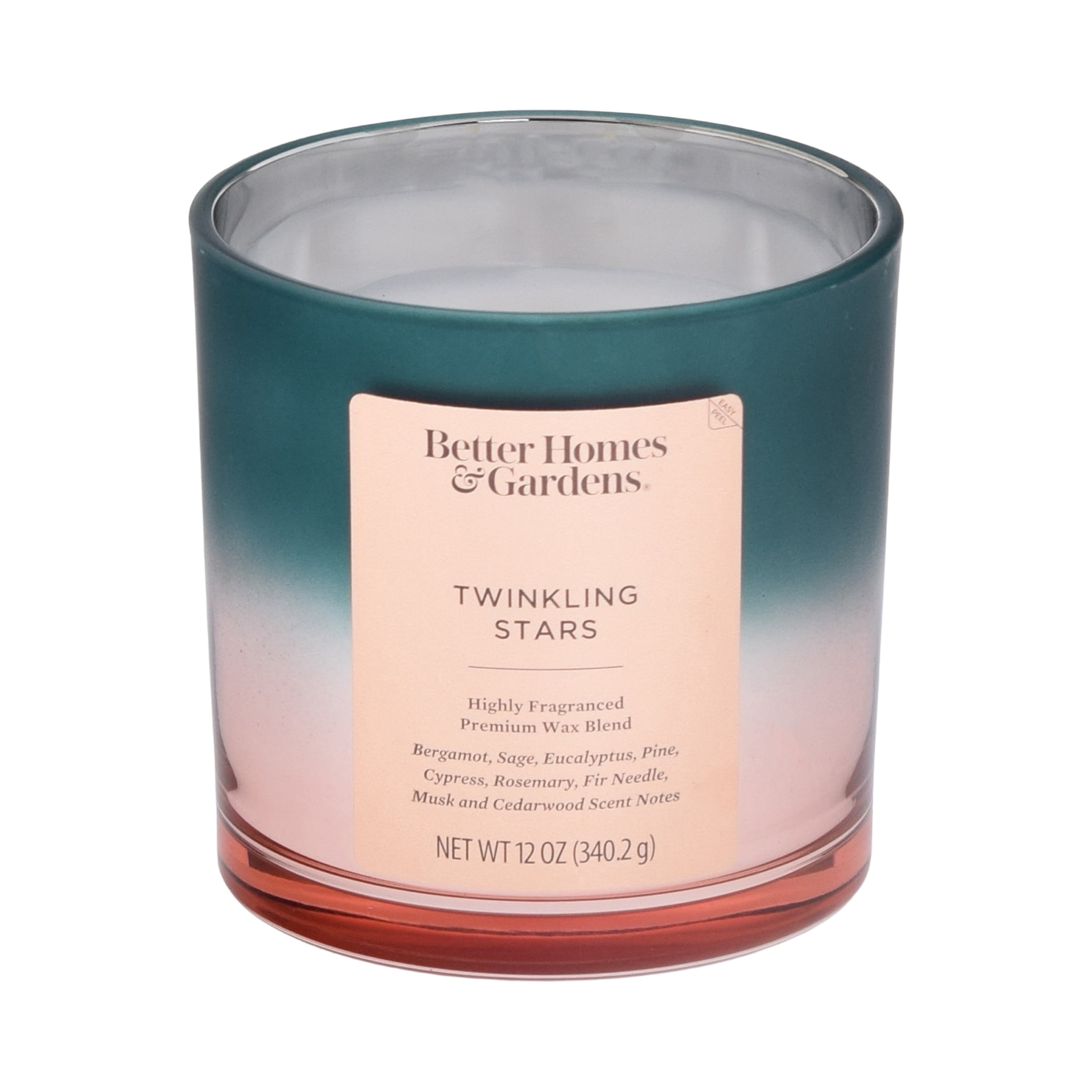 Better Homes & Gardens Twinkling Stars Scented 2-Wick Metallic Ombre Jar Candle 12oz