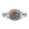 thumbnail image 4 of Sterling Silver Rhodium Plated Champagne & Clear CZ Ring QR7029, 4 of 6