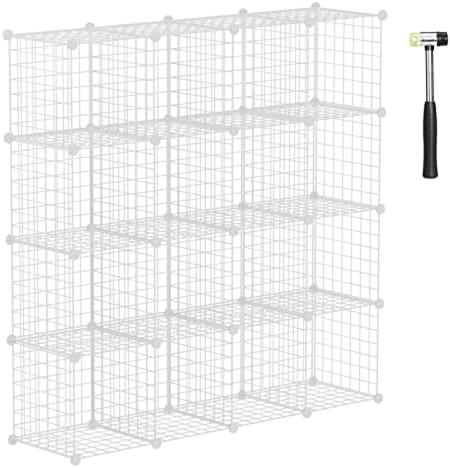Leoes Wire Cube Storage Organizer, 12Cube Metal Shelf, DIY Plastic