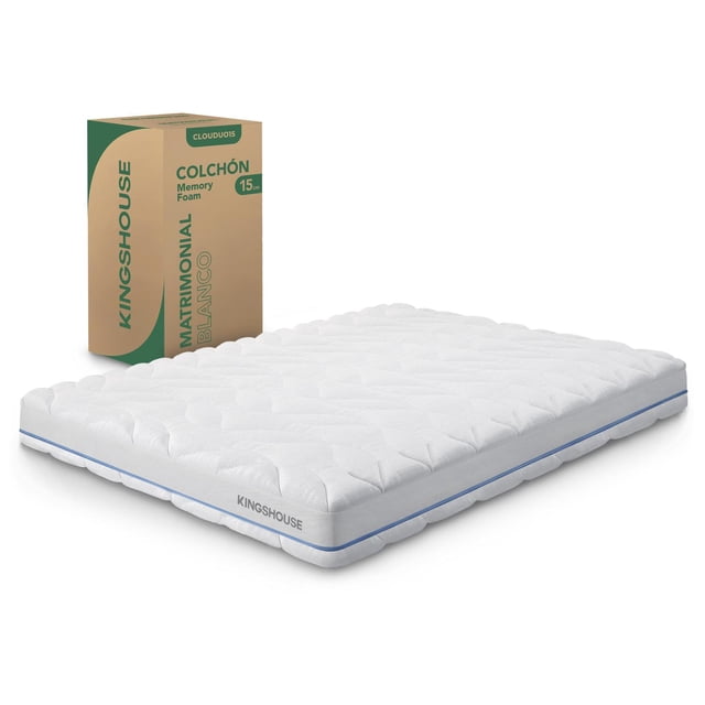 Colchón Matrimonial en Caja Espuma 15 cm Alta Densidad Media Firmeza Ergonómico