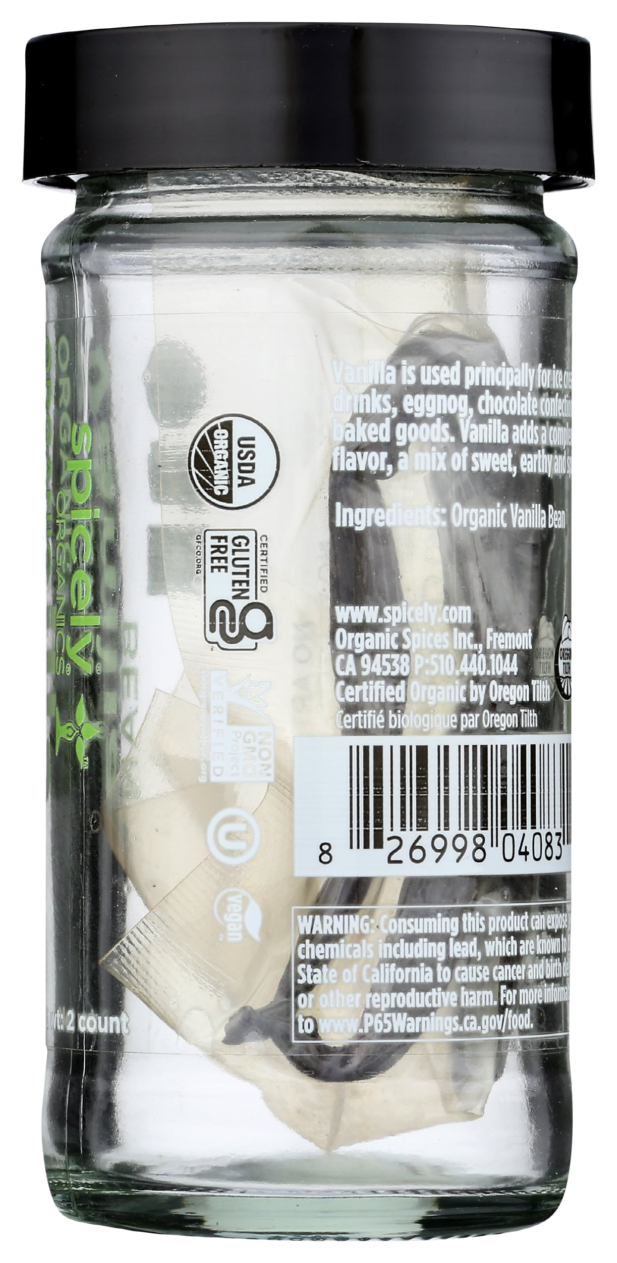 (Pack of 3), Spicely Organics Organic Vanilla Bean, 2 pc